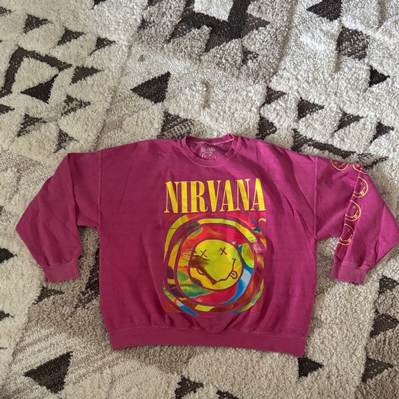 NIRVANA Pink Sweatshirt with Colorful Graphic - Picture 1 of 2